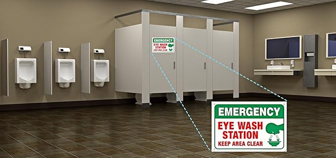 Eye Wash Station Metal Sign – 12×8 Inch Rust-Free, Weatherproof, Scratch-Resistant & Fade-Resistant – Pre-Drilled Holes for Easy Mounting in Laboratories, Factories, or Warehouses
