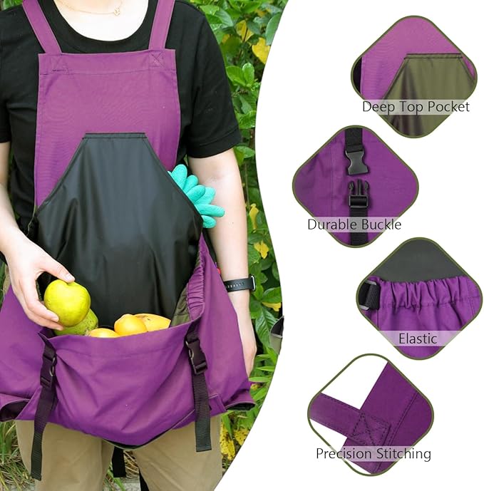 FCOUIID Harvest Apple Picking Bag - Waterproof 600D Fruit Storage Apron Pouch for Outdoor Orchard, Farm, Garden, Heavy Duty