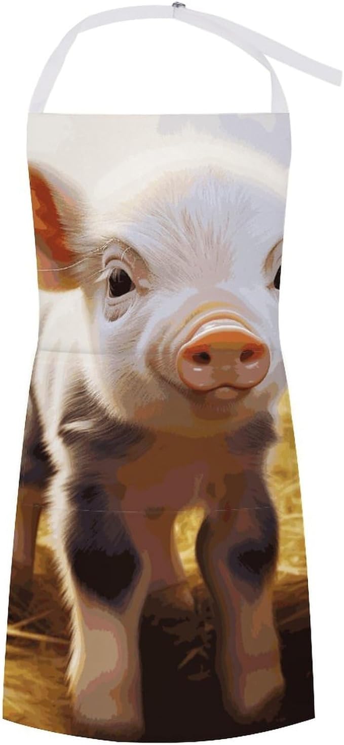 Adult Cute Farm Animal Apron Waterproof Apron with Large Pocket Adjustable Neck Strap Kitchen Bib Work Aprons Long Ties Cooking Baking Gardening Painting for Women Men