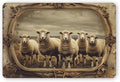 Vintage Farmhouse Sheep Tin Sign - Rustic Metal Wall Art for Home, Bar, Cafe, Restaurant Decor, Easy Hang 12x8 Inches