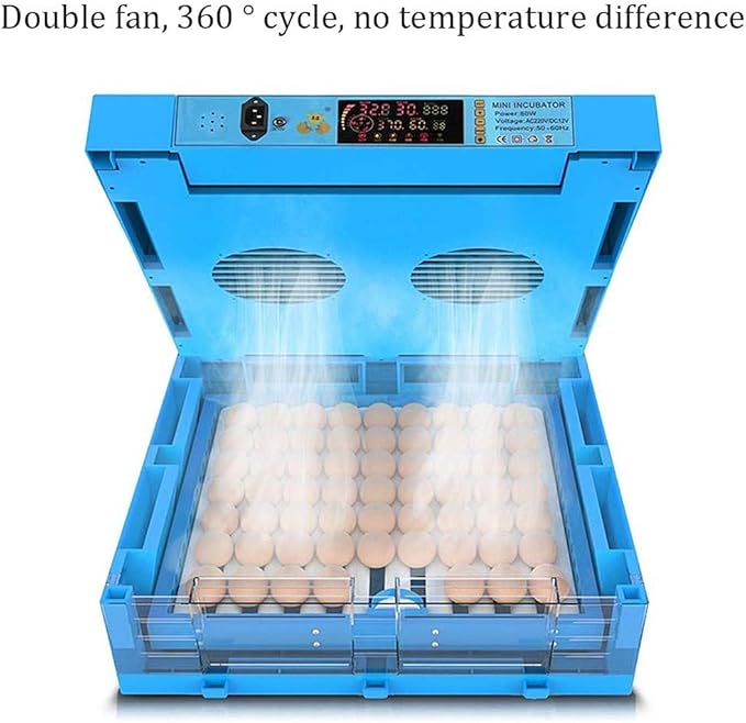 Eggs Incubator Automatic Turning 256Eggs Digital Large Farm Poultry Hatcher for Hatching Chicken Duck Dove Quail Temperature Control(