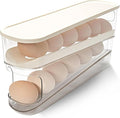 Rolling Egg Holder for Fridge, Egg Dispenser for Refrigerator, Automatic Rolling Storage Container for Countertop, Kitchen & Outdoor Use (3.35"x3.74"x11.02") 1 Pack