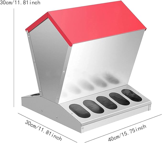 Chicken Coop Feeder Feeder Large Capacity Galvanized Heavy Duty Container Coop Accessories Outdoor Feeding Equipment