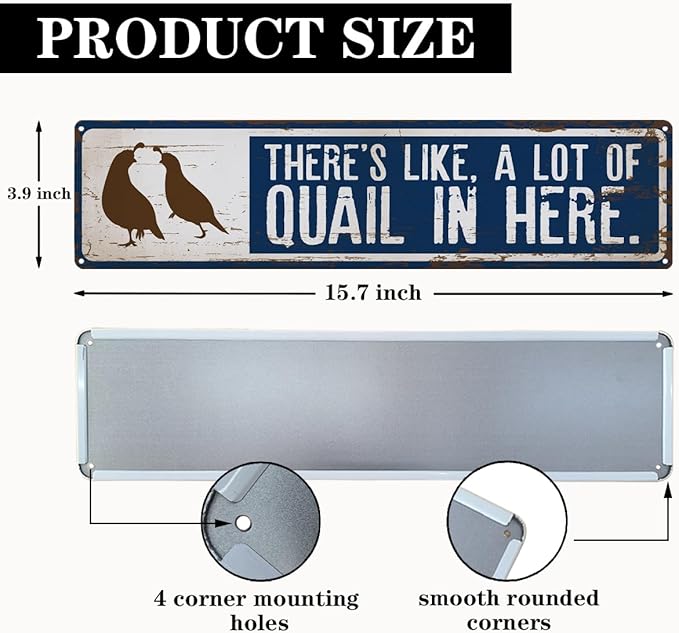 Quail Metal Signs, There's Like A Lot Of Quail in Here Sign 15.8x4 inches, Decorative Metal Tin Signs for Farm, Home, or Garden, Quails House Sign, Quails Lover Gift