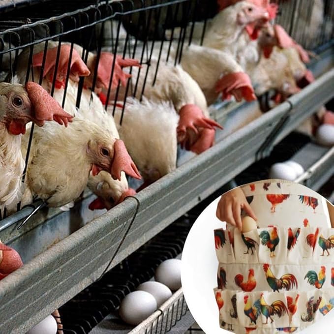 Egg Collecting Apron with 12 Deep Pockets - Perfect for Hen Duck and Goose Eggs | Farmhouse Kitchen Workwear