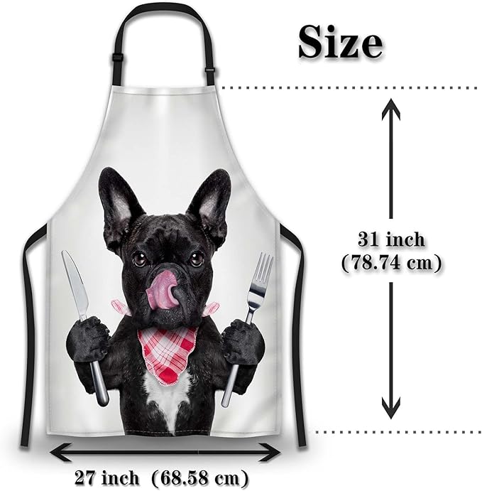 Aprons for Cooking for Men Funny French Bulldog Dog Mans Chef Apron for Kitchen Cooking Restaurant BBQ Painting Crafting Gardening 27” (W) x 31” (H), Waterproof Apron