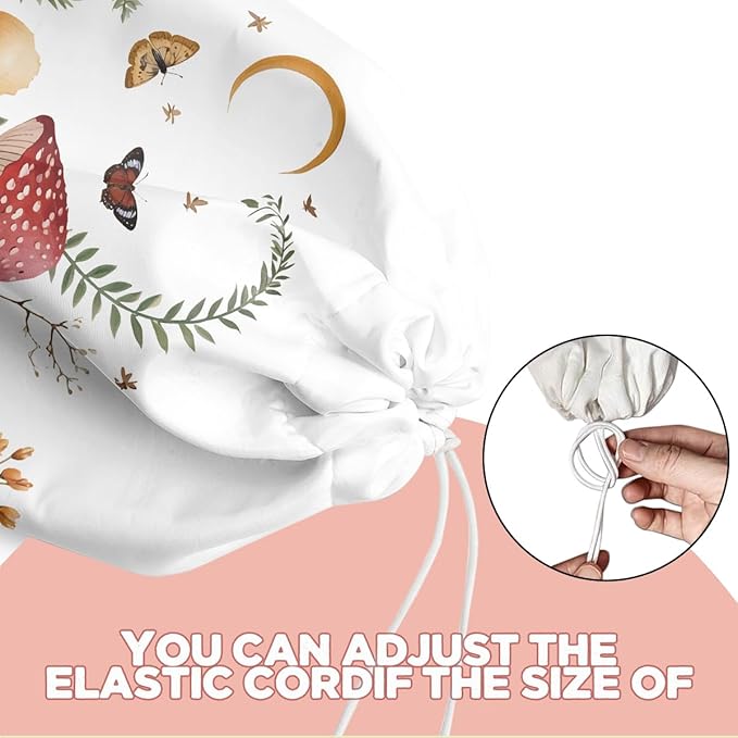 Mushroom Plastic Bag Holder, Wall Mount Grocery Bag Holder for Plastic Storage bag, Storage Organizer Reusable Grocery Bags, Pull Rope Free Adjustment, Butterfly Gifts for Women Mom Sister
