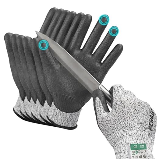Kebada Cut Resistant Gloves, ANSI A2 Cutting Glove, PU Coated, Touchscreen, Multi-Purpose Model C2, 3 Pairs, X-Large