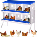 Chicken Nesting Box,8 Holes Galvanized Steel Metal Chicken Laying Box with Automatic Roll-Away Egg Collection System & Removable Tray,Wall Mount Nesting Boxes