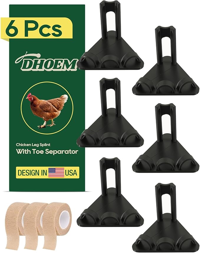6Pcs Black Chicken Leg Splints,Bumble Foot Treatment, for All Growth Stages Adjustable Splint for Broken Feet, osteoarthritis, Curled Toes, Splay Leg Ideal Chicken Gifts for Hen Health Care