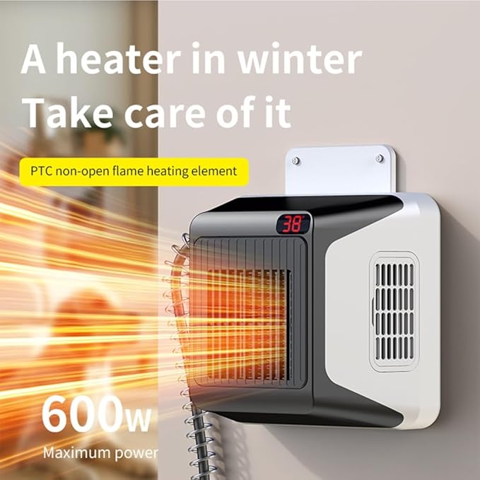 Dog House Heater with Thermostat, 300-600W 2 Heating Mode Pet Warmer, Wall-Mounted Design, Pet Heater with 6FT Anti Chew Cord and Safe Overheat Protection, for Dogs Chicken Coops Rabbits (Black)