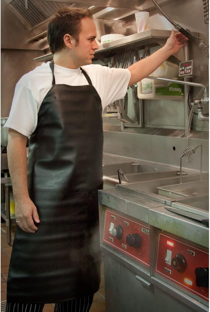 KNG Heavy Duty Waterproof Vinyl Apron Black - Pack of 2