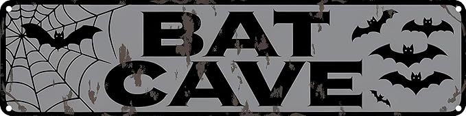 Bat Cave Metal Sign 4x16in Funny Man Cave Plaque for Garage Bedroom Bar Rustic Home Bathroom Wall Decor