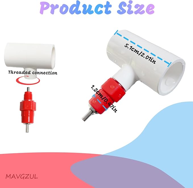 (16 Pack) Chicken Waterer Nipples + PVC Tee Fittings for 1/2" PVC Piping, Horizontal Poultry Nipples & Tees, DIY Chicken Watering System for Geese, Rabbits, Ducks