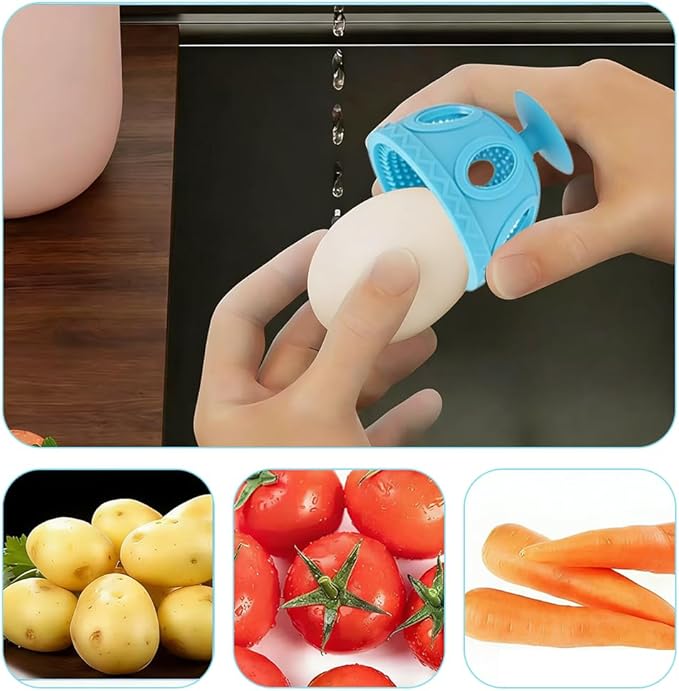 Layver Egg Brush Cleaner, Egg Cleaner Scrubber for Fresh Eggs, Silicone Egg Washer, Multipurpose Washing Egg Tool for Fruits and Vegetables (Blue)