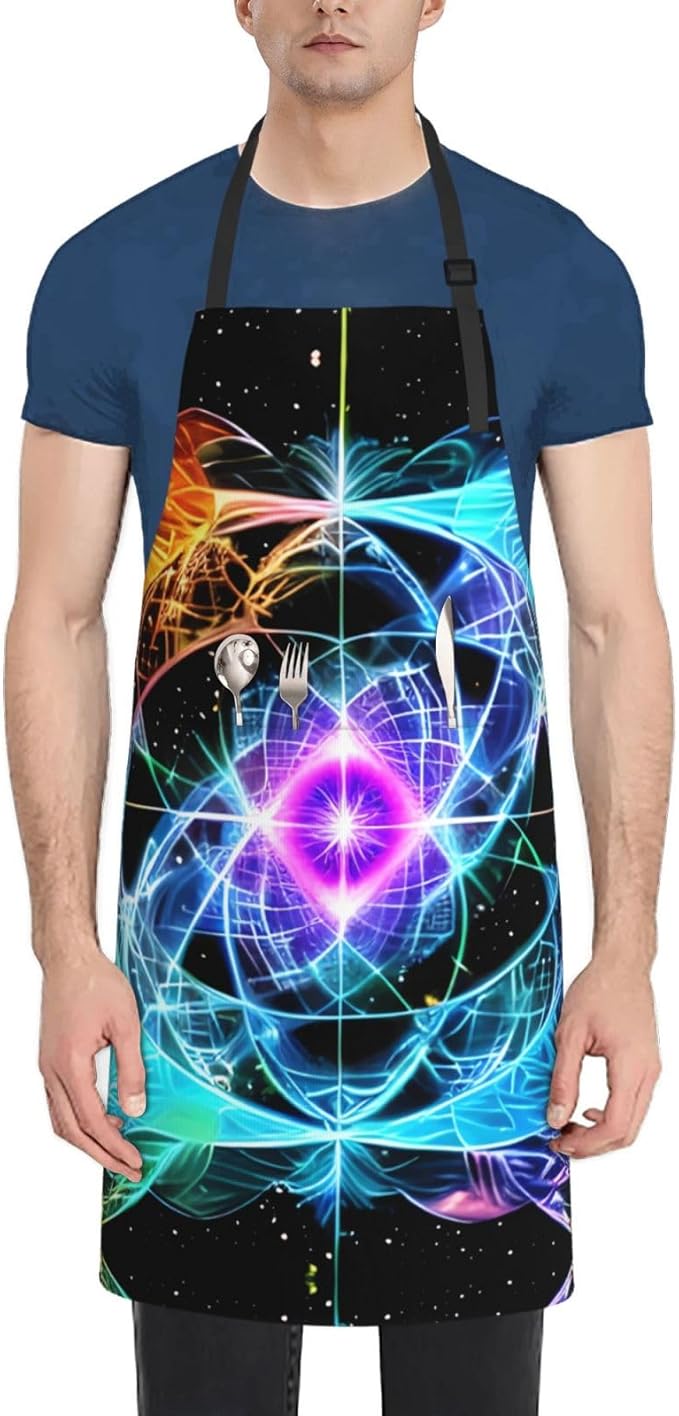 Multidimensional Space Heavy Duty Waterproof Apron with Pockets for AdultsResistant Grilling, Gardening, Painting