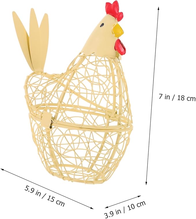 Hen Shape Egg Basket Wire Kitchen Storage Basket for Countertop Organization and Home Decoration 3.94X5.91X3.94 Inches
