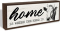 Rustic Home Sign, Home is Where the Herd is Sign, Cow Decors, Farmhouse Wall Decor Art, Funny Front Door Decors, Living Room Decor, Housewarming Gift 9.5x3.1x1 inches