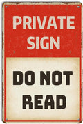 Private Sign Do Not Read Funny Aluminium Plate Signs Novelty Vintage Plaque Room Wall Decor Bathroom Bar Cafe Garage Farmhouse Decor Humorous Warn Sign Wall Art Decorations 8 X 12 Inch Metal Signs