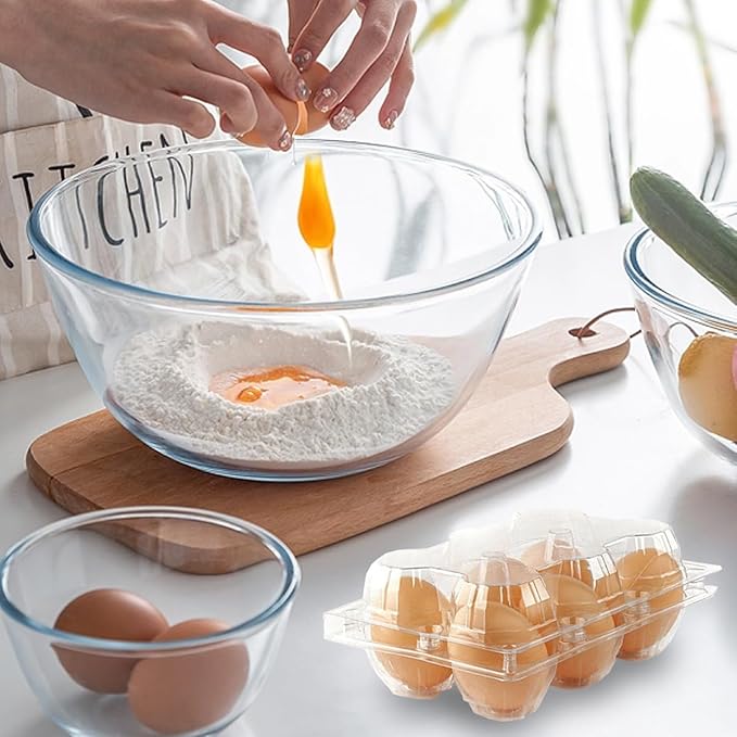 100 Pcs Plastic Transparent Egg Cartons - 2x3 Clear for 6 Eggs | Half Dozen | Bulk Clear Plastic Egg Cartons for Family Pasture Farm Market Kitchen Organization