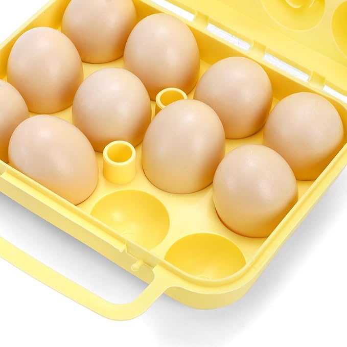 ZEAYEA 3 Pack Eggs Carrier with Handle, 36 Eggs Camping Egg Holder for Organize Eggs and Prevent Eggs from Cracking, Portable Egg Container for Travel, Outdoor Hiking, Picnic