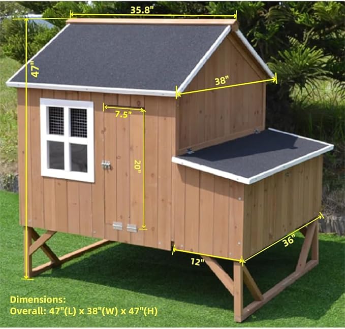 Deluxe Large Wood Chicken Coop Backyard Hen House 4-8 Chickens with 3 Nesting Box