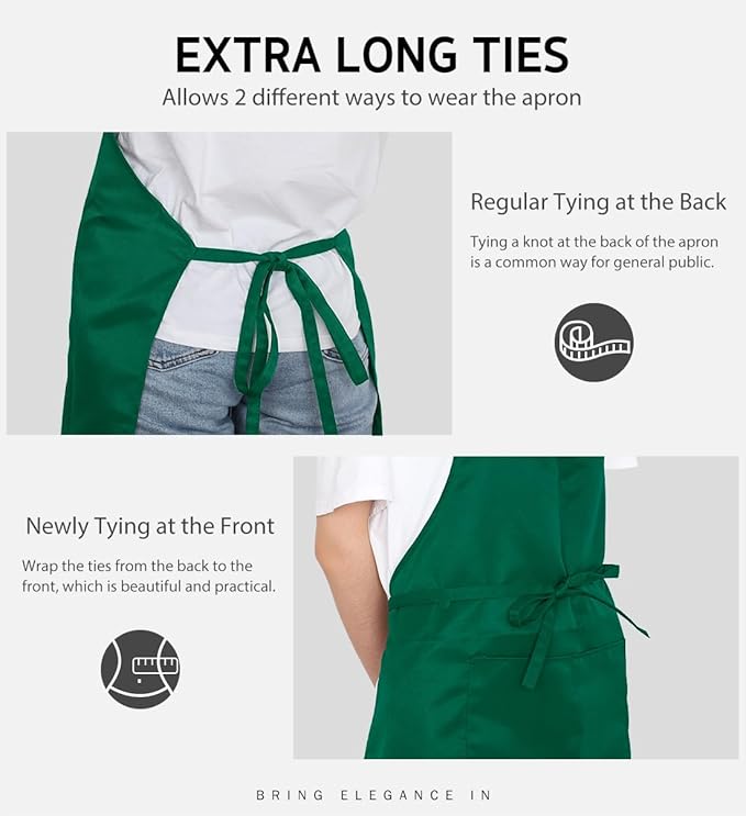 Syntus Adjustable Bib Apron with 2 Pockets Cooking Kitchen Aprons for Women Men Chef