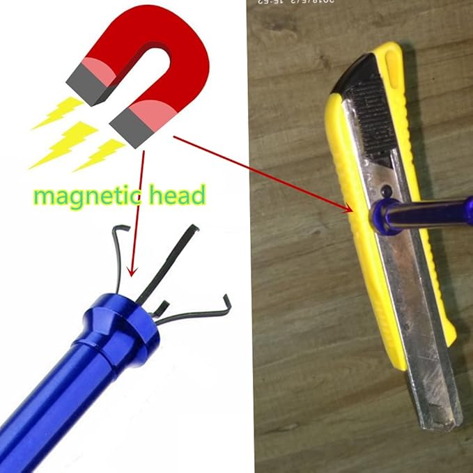 Stereotype Four-Claw Magnetic gripping Tool,Claw Magnetic Pick-up Tool, Light Stainless Steel Spring can be Fixed in Different Shapes Without Bounce 2 in 1 Magnetic Pickup