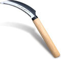SHANFEEK Grass Sickle with Sawtooth Japanese Weeding Hoe Weeding Tools for Garden High Toughness Stainless Steel with Hard Solid Wood Handle(Beige)