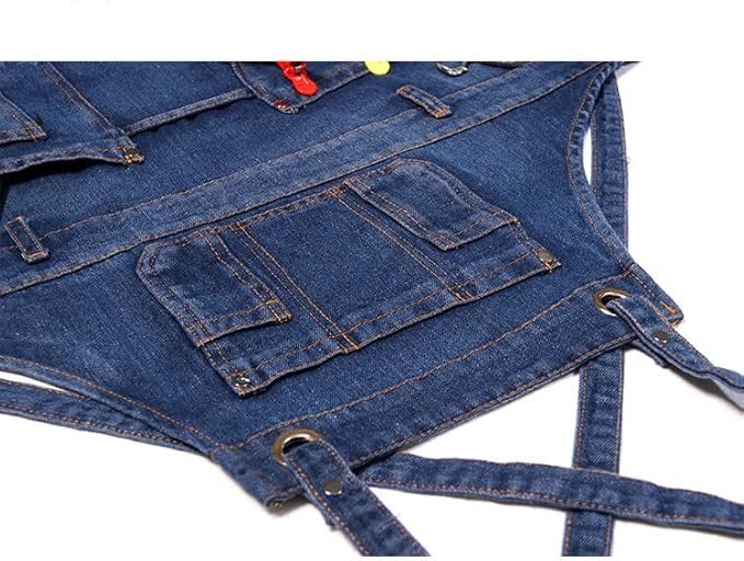 Denim Apron with Multi Pockets for Kitchen, Cooking, BBQ & Gardening