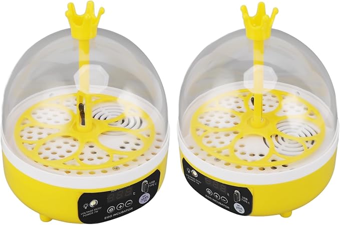Mini Automatic Egg Incubator, Automatic Temperature Humidity Control, 4 Eggs Candler, Poultry Hatching Machine for Chickens Ducks Pigeons, Transparent (Auto Turning)