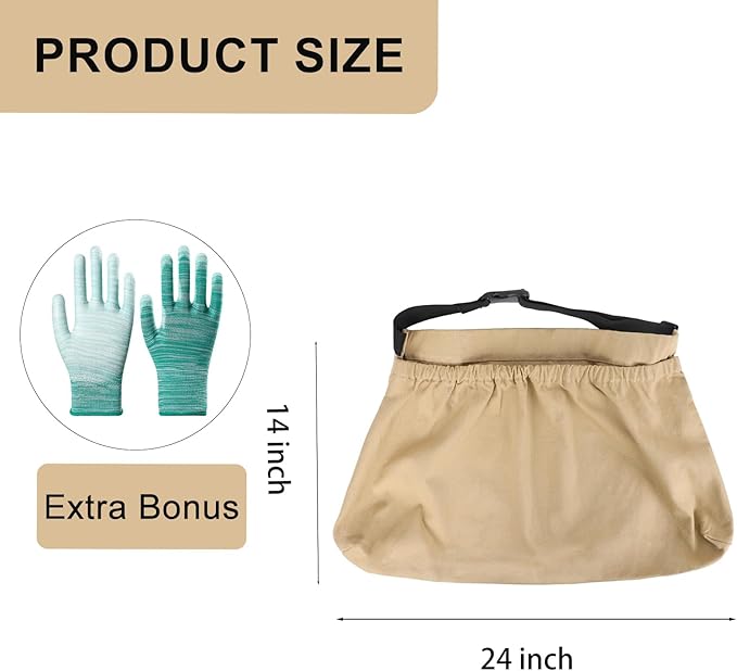 Adjustable Garden Apron with Storage Pouch for Harvesting, Fruit Picking, Vegetables, Hands-Free Design