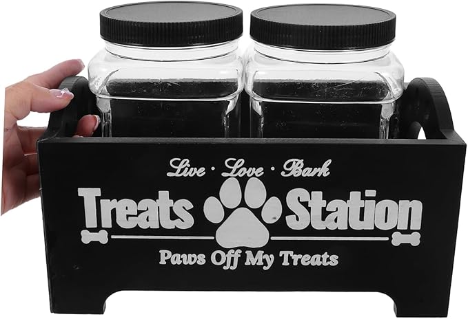 YARNOW 1set Farmhouse Wooden Dog Food Storage Box Airtight Canister Holder for Pet Treats and Snacks Capacity Organized Design for Easy Access for Multiple Pets