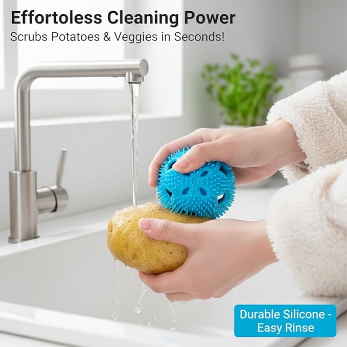 2 PCS Cleaner Brush for Fresh Eggs – Silicone Egg Washer Scrubber,Reusable Multipurpose Egg Washing Tool for Fruits & Vegetables,Suction Cup Base,Organic Egg Cleaner & Produce Brush(Beige+ Blue)