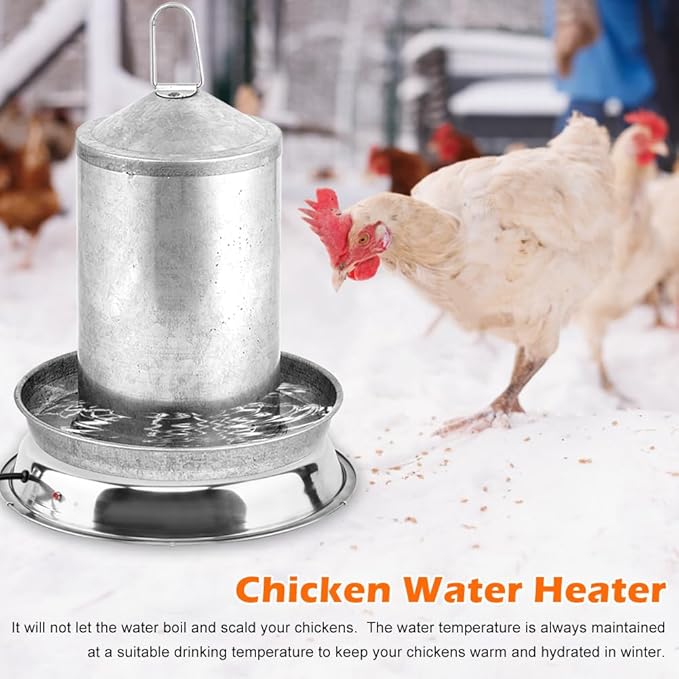 Heated Chicken Waterer, 11.8'' Chicken Water Heater Farm Heated Base for Metal Poultry Founts Waterer, Rapidly & Continuously Heat Cold Water for Chicken Turkey Goose Duck Pigeon Drinker in Winter
