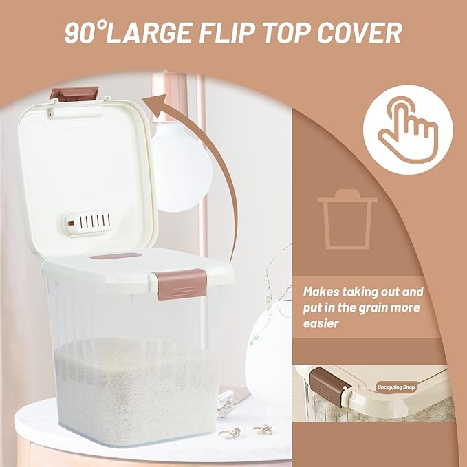 30 LB+50 LB Airtight Flour Rice Storage Container, Large Dry Food Storage Container Bin with Wheel, For Rice | Grain | Pet Food | Flour, 2 Count(Clear)
