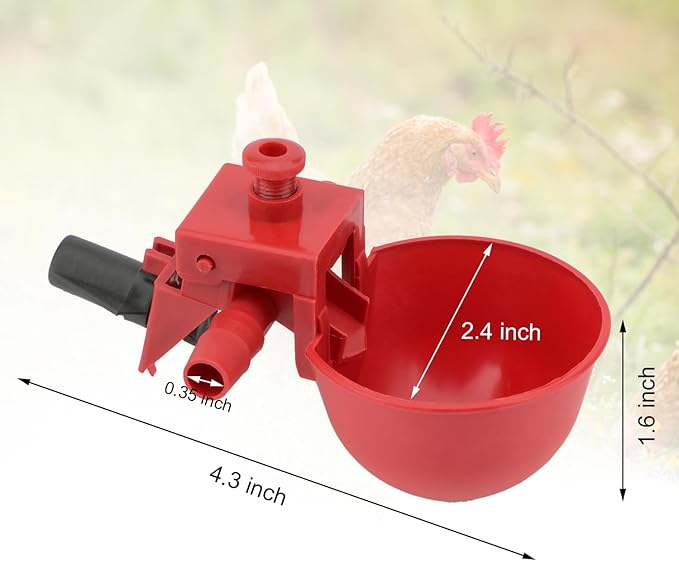 Wontee Chicken Waterer Cups 10PCS Automatic Poultry Water Feeder for Chicks Turkeys Ducks Goose Quail