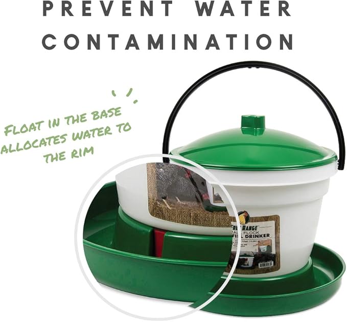 Harris Farms Large Flock Easy-Fill Poultry Drinker, Made with BPA-Free Plastic, Top Fill Design, 6.25 Gallon