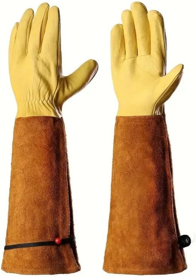 Leather Work Gloves, Reinforced Durable Gardening Gloves,Cowhide Work Gloves,Puncture & Cut Resistant