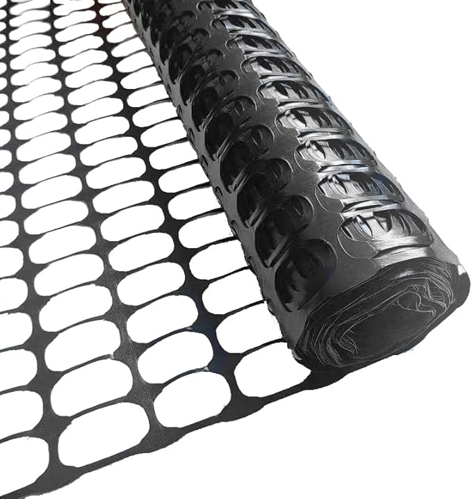 PotatoLife Plastic Mesh Fence Safety Fence, Extra Strength 4'x50' Roll with 100 Zip Ties, Resuable Temporary Netting for Garden Fencing, Construction, Snow Fencing, Animal Barrier, Poultry, Deer, Dog