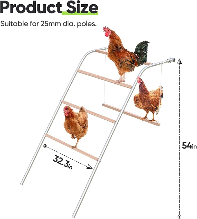 Quictent Metal Chicken Perch for Chicken Coop, Natural Wood Roosting Bar for Walk-in Run, Poultry Climbing Ladder Activity Gym Toy (Vertical Perch)