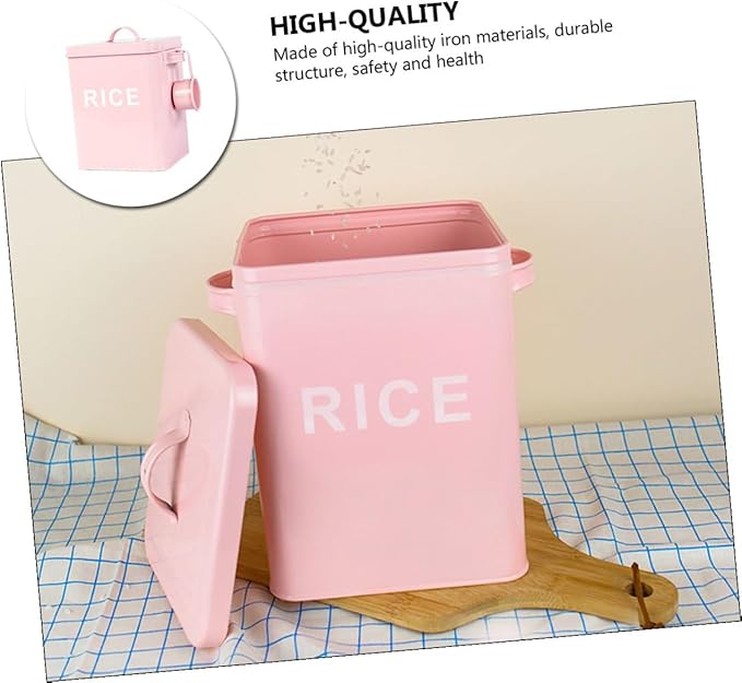Luxshiny Sealed Pet Food Bucket with Lid and Scoop Iron Pet Food Storage Barrel Large Capacity Moisture-proof