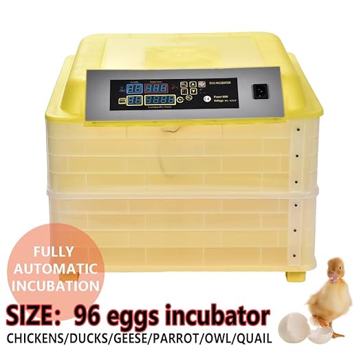 CROSSDESIGN Automatic Digital Egg Incubator Poultry Hatcher Machine Breeder w/Temperature Control & Auto Turning for Hatching Chicken Duck Goose Quail Birds 96 Eggs