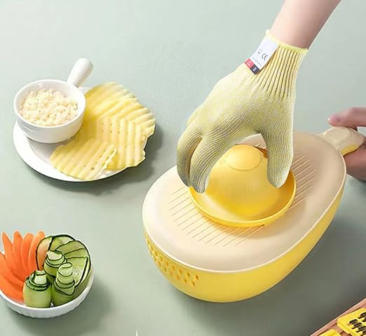 Cutting Gloves, 2 Pairs of Cut Resistant Gloves Food Grade, Cut Resistant Gloves for Kitchen, Oyster Shucking, Fish Fillet Processing, Carving Wood and Gardening(Large-Yellow)