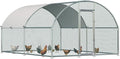 Esright Metal Large Chicken Coop Run for Yard with Cover, 13x10x6.4 FT Walk-in Chicken Pen for Outdoor, Backyard, and Farm, Hen Cage House Suitable for 8-12 Chickens, Dome Roof