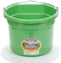 Little Giant® Flat Back Plastic Animal Feed Bucket | Animal Feed Bucket with Metal Handle | Horse Stall Feeding and Watering Supplies (Lime Green, 8 Quart)