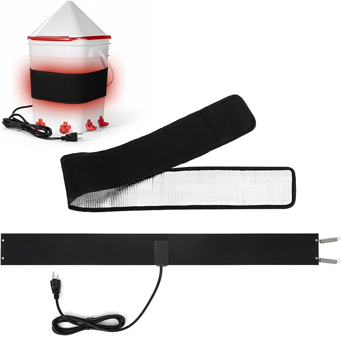 Thermostat Chicken Waterer Heater Self-Regulating Heating Bucket Belt for 2-5Gal Bucket with 6ft Power Cord for Freezing Winter Thermostat Chicken Water Insulation (Upgrade 1set)