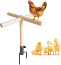 Chicken Perch Toys for Coop – Wooden Chick Perch Stand with Metal Ground Plug, Reusable Roosting Bar Ladder Chicken Coop Accessories Backyard Playground for Poultry, Rooster, Chicks, Birds, Parrots