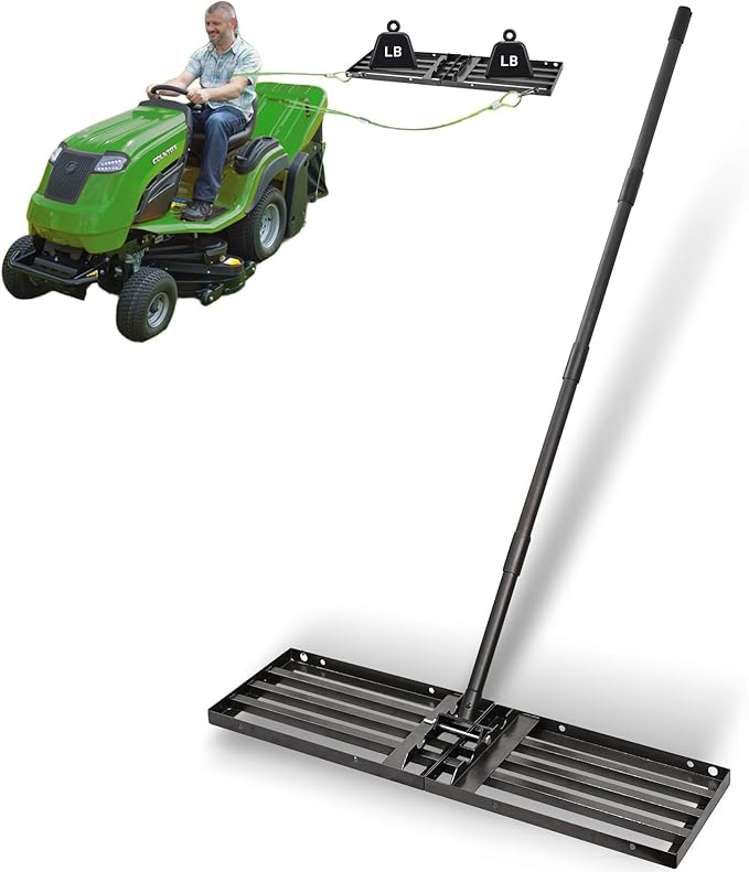 Lawn Leveling Rake 34"x10",Lawn Leveling Tool with 68" Long Adjustable Stainless Steel Handle for Leveling Soil,Grass,Sand or Dirt,Heavy Duty Lawn Leveler for Backyard,Garden,Golf Course,Farm,Pasture