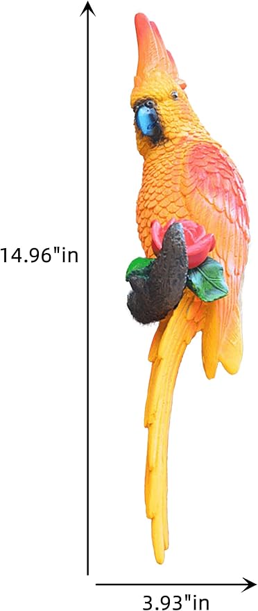 Tropical Hanging Parrot Decor,Real Resin Bird Figurines,Bird Statues,Home Ornament Decor for Tiki Bar,Perfect for Yard Ornaments,Tree Decorations Outdoor,Patio,Lawn,Tree Trunk, Porch